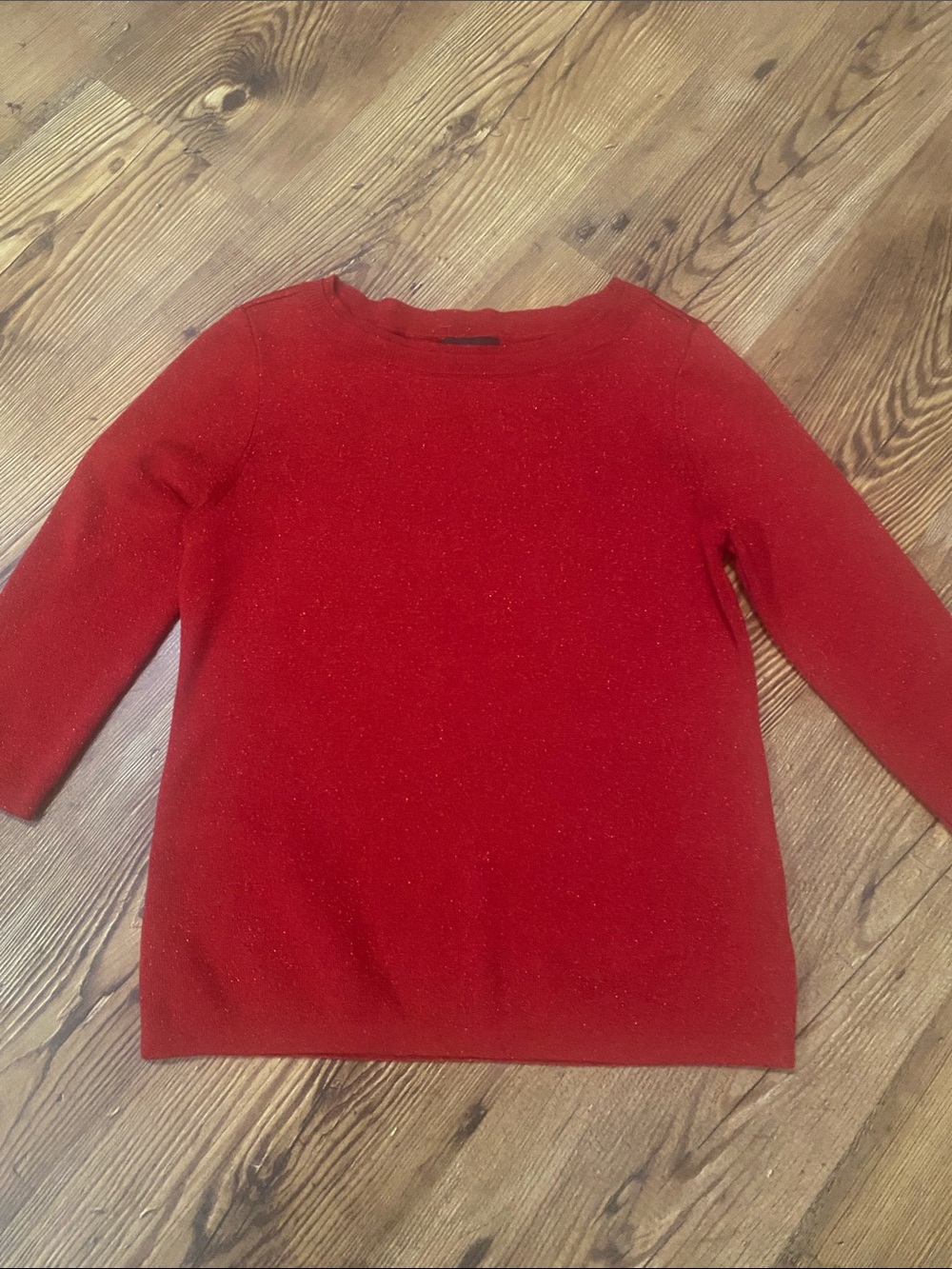 Liz Claiborne Red Crewneck Sweater with Subtle Shimmer